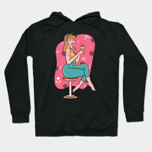 Retro Pin Up Girl Soda Fountain Hoodie